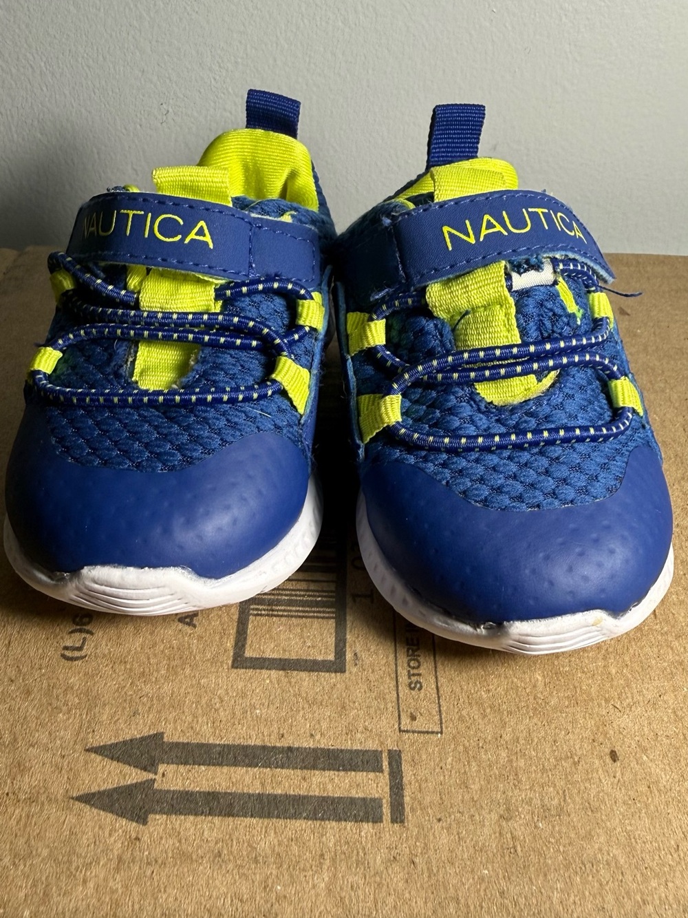 Nautica Kids Royal Blue and Neon Yellow Hook-and-Loop Sneakers